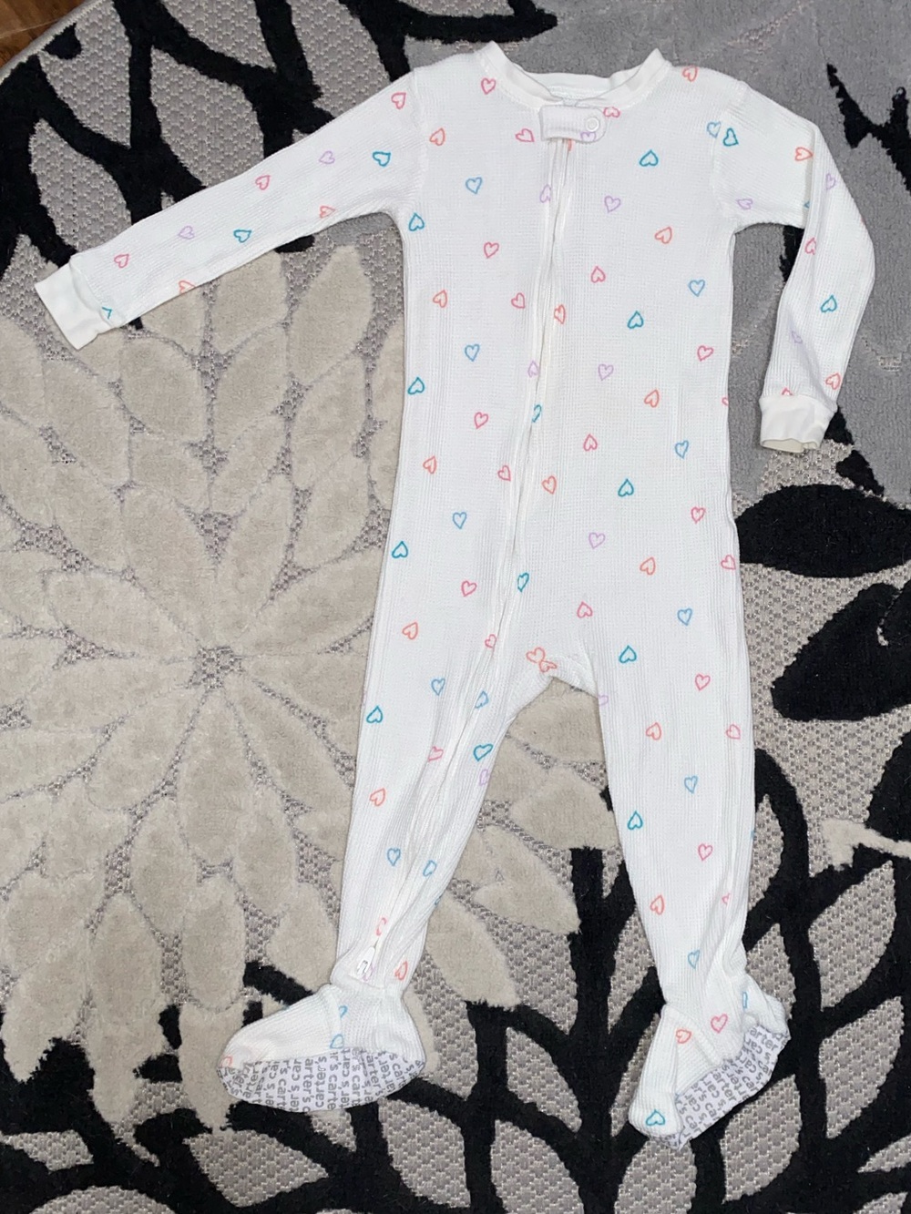 Carter's White Footed One-Piece with Multicolor Heart Print Baby 24 Months